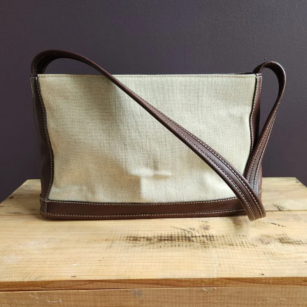 Coach Vintage Canvas Bleeker Zip Satchel | 6124 | Beige & Mahogany Brown | 1999
